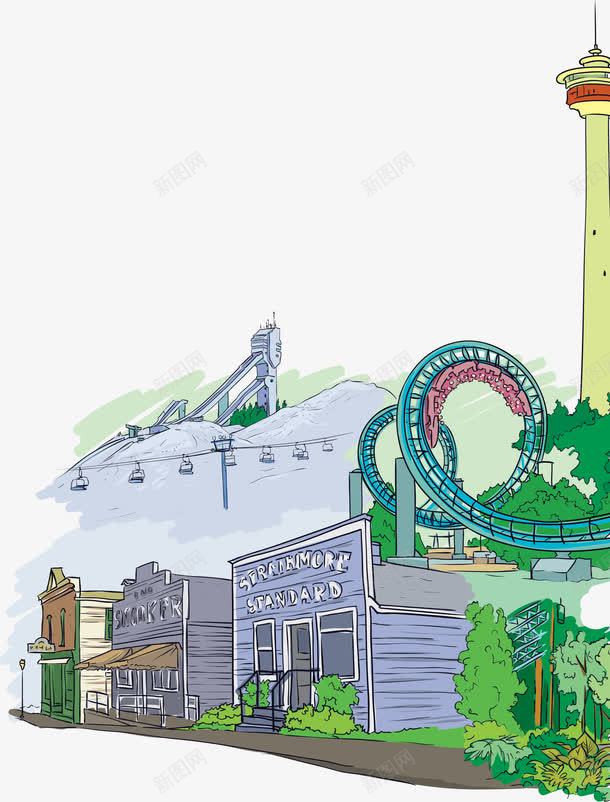 过山车矢量图eps免抠素材_新图网 https://ixintu.com 游乐园 过山车 矢量图