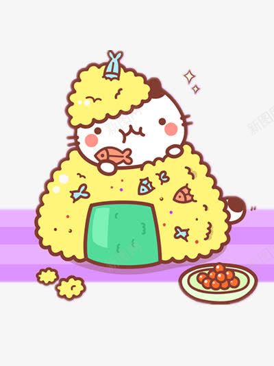想吃鱼的猫png免抠素材_新图网 https://ixintu.com 可爱 彩色 紫色 食物
