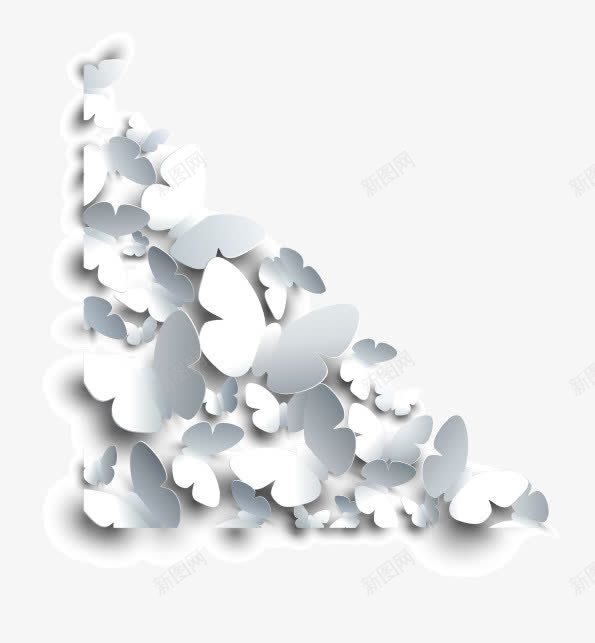 白色蝴蝶角框png免抠素材_新图网 https://ixintu.com 白色 蝴蝶 角框 边框 边角角框
