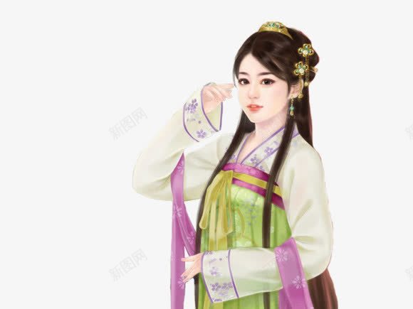 手绘古风汉装女子png免抠素材_新图网 https://ixintu.com 古风 女子 手绘
