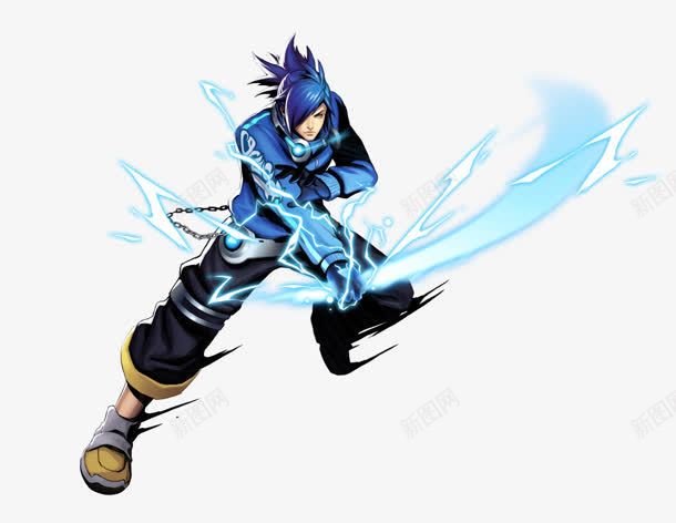 蓝色头发的魔导战士png免抠素材_新图网 https://ixintu.com 头发 战士 蓝色