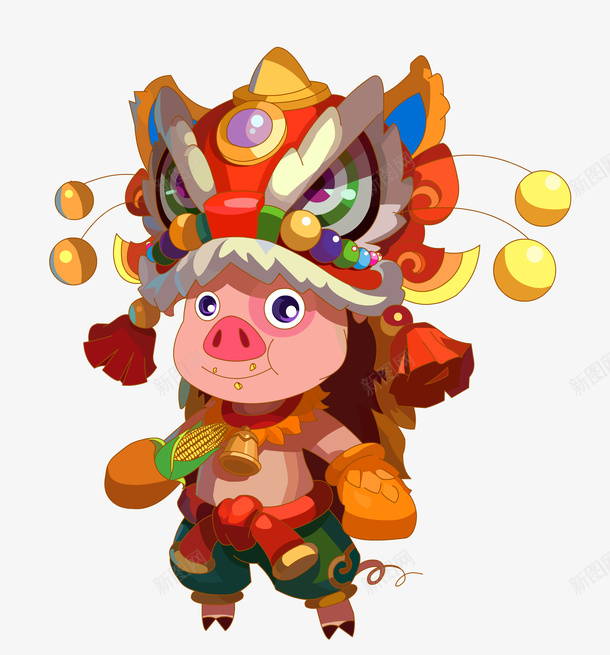 卡通2019猪年舞狮png免抠素材_新图网 https://ixintu.com 2019 中国风 卡通 卡通猪 猪 猪年 舞狮
