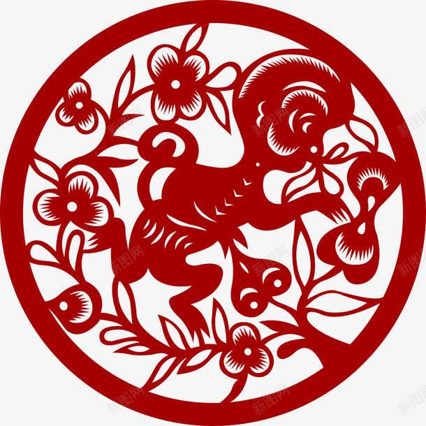 红色小猴png免抠素材_新图网 https://ixintu.com 动物 卡通 红色 红色剪影花 红色剪影花卉 红色剪影花环 红色剪影花边 红色剪纸花