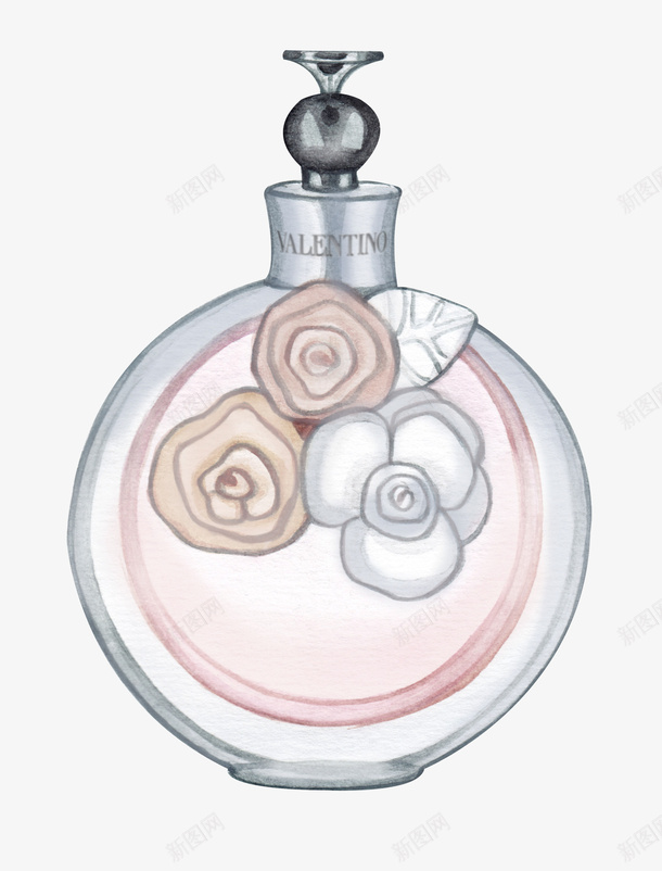 手绘香水瓶png免抠素材_新图网 https://ixintu.com png图形 png装饰 手绘 花朵 装饰 香水瓶