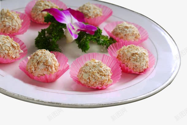 小吃麦香丸子png免抠素材_新图网 https://ixintu.com 丸子 红色 装饰花 西兰花 麦香味