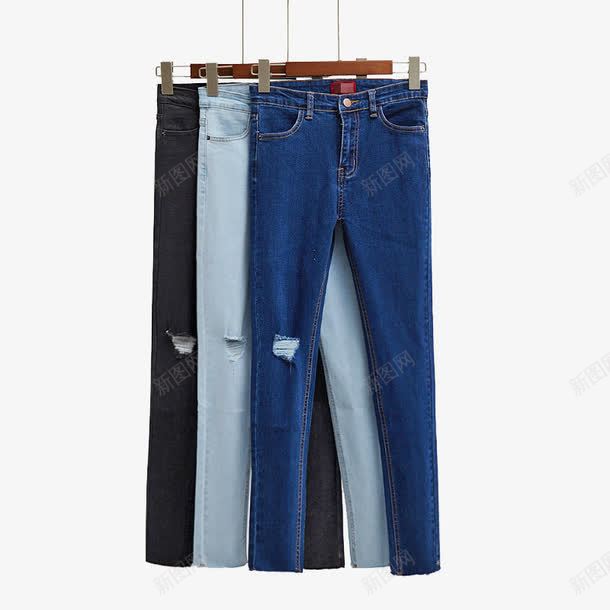 产品实物长裤png免抠素材_新图网 https://ixintu.com 小脚裤 破洞牛仔裤 长裤