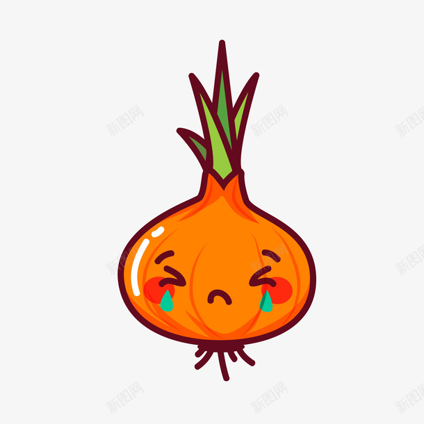 卡通哭泣的大蒜png免抠素材_新图网 https://ixintu.com 卡通大蒜 哭泣表情 红色 背景装饰 难过