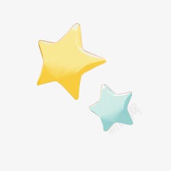 手绘黄蓝色可爱星星png免抠素材_新图网 https://ixintu.com 可爱 星星 蓝色