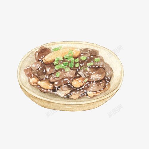 炒肉片手绘画片png免抠素材_新图网 https://ixintu.com 手绘美食 灰色 肉片 色彩画