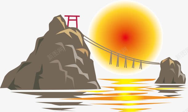 海上日出矢量图eps免抠素材_新图网 https://ixintu.com 日出 桥 海面 矢量素材 矢量图