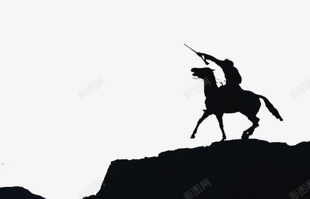骑马的军人剪影png免抠素材_新图网 https://ixintu.com 军人 军人骑马扛旗 剪影 骑马