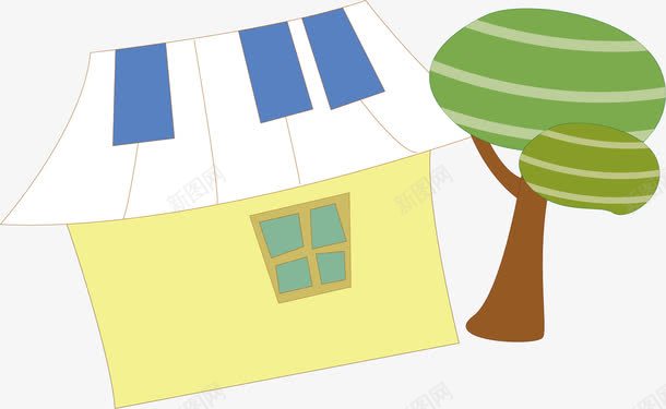 小树房子卡通插图png免抠素材_新图网 https://ixintu.com 卡通 小树 插画 汽车 道路