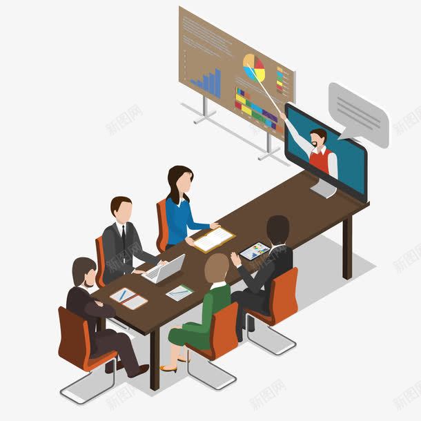 商务会议png免抠素材_新图网 https://ixintu.com 人物设计 会议 办公 商务 彩色 数据分析