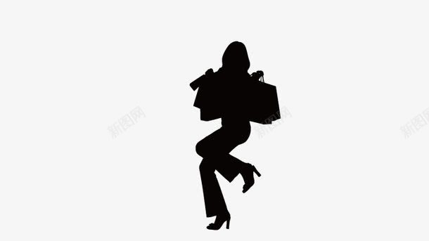购物女孩剪影png免抠素材_新图网 https://ixintu.com 卡通美女 矢量美女 购物女孩剪影