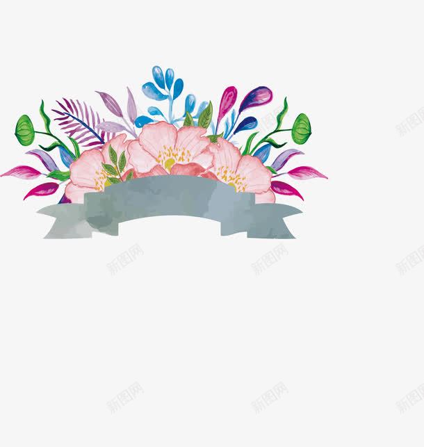 浪漫粉色花朵标题框png免抠素材_新图网 https://ixintu.com 水彩植物 水彩花朵 矢量素材 粉红色 粉花标题框