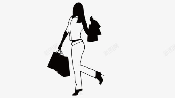 购物女孩剪影png免抠素材_新图网 https://ixintu.com 卡通美女 矢量美女 购物女孩剪影