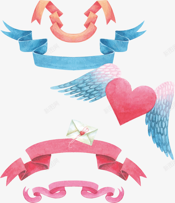 彩带水彩彩带装饰图案矢量图ai免抠素材_新图网 https://ixintu.com 彩带 水彩彩带 装饰图案 矢量图