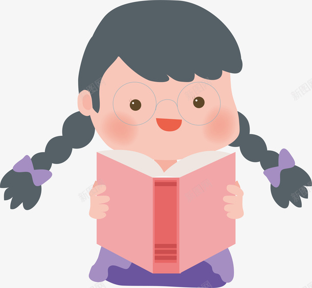 扎辫子女孩看书读书人物元素矢量图ai免抠素材_新图网 https://ixintu.com 世界阅读日 卡通人物 手绘卡通 扎辫子女孩 看书 设计 读书 读书人物 阅读 矢量图