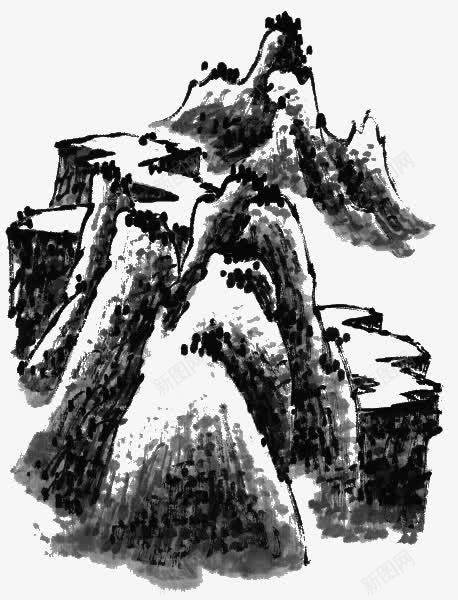 手绘水墨画山石png免抠素材_新图网 https://ixintu.com 山石 手绘 晕染 毛笔 水墨画