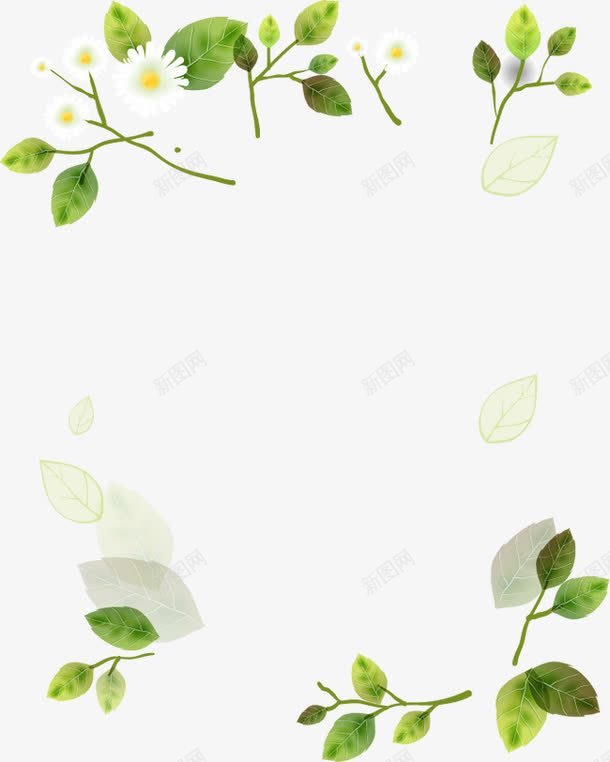春天清新树叶花朵边框png免抠素材_新图网 https://ixintu.com 春天 树叶 清新 花朵 边框