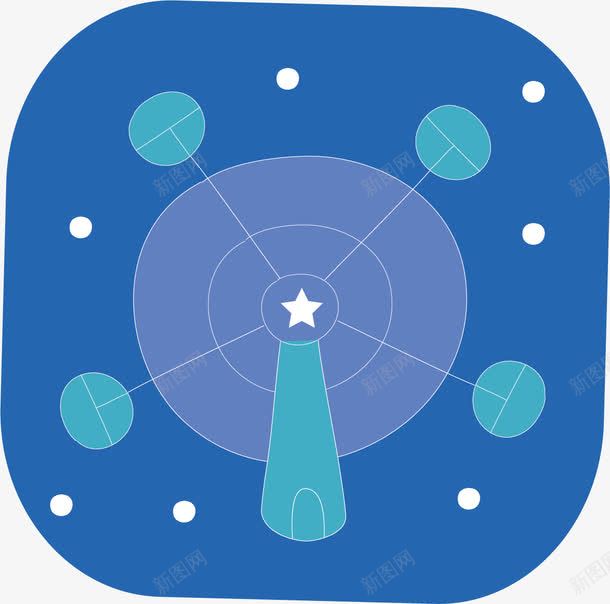 接收信号的电塔png免抠素材_新图网 https://ixintu.com 五角星 圆形 大圆套小圆 手绘 深蓝色 简笔