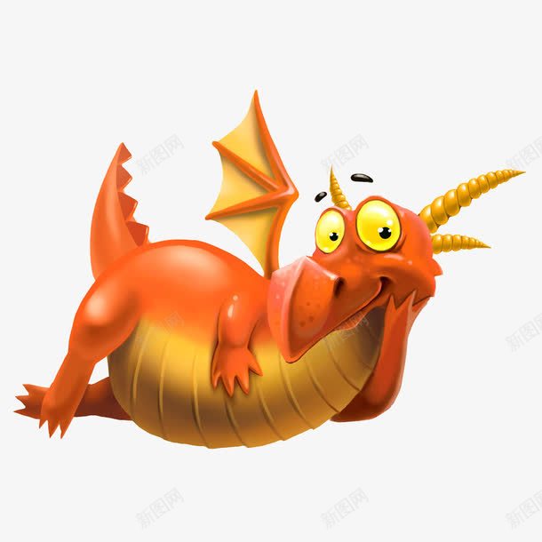 躺着的恐龙png免抠素材_新图网 https://ixintu.com 动物 可爱 黄色 龙角