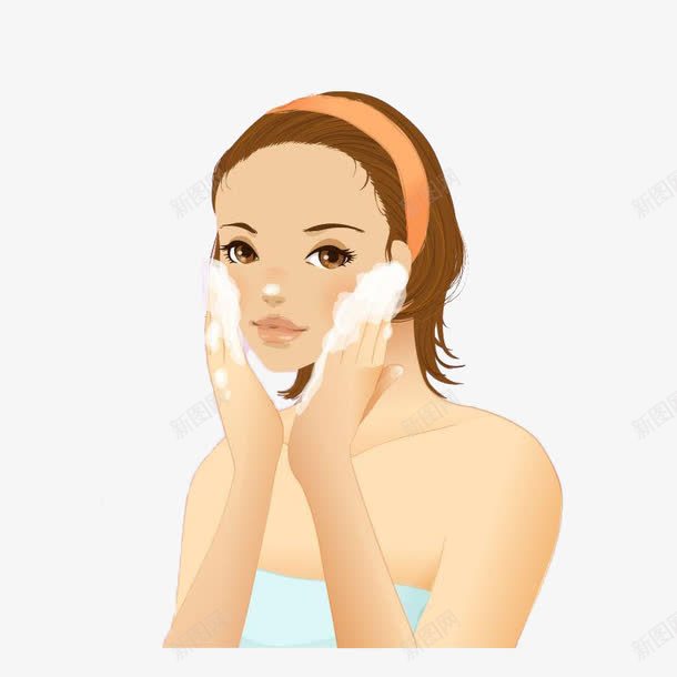 正在用洗面奶洗脸的手绘女孩png免抠素材_新图网 https://ixintu.com 女孩 手绘 洗脸 洗面奶