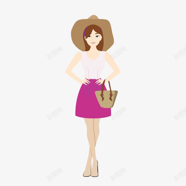 卡通草帽短裙美女人物png免抠素材_新图网 https://ixintu.com 卡通 短裙 美女人物 草帽