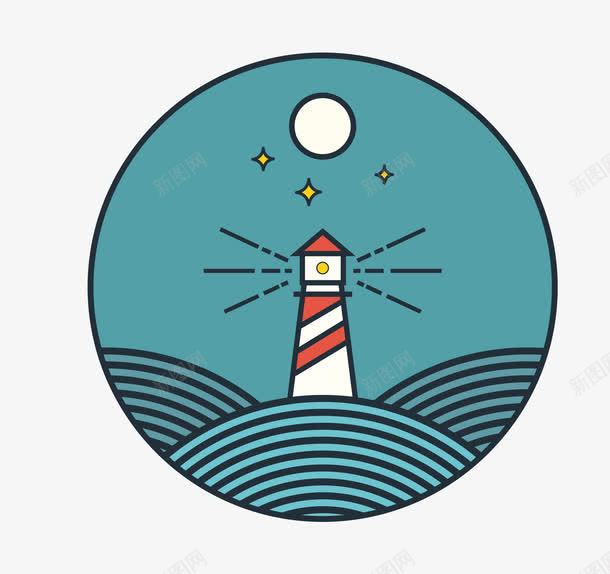 蓝色卡通海上灯塔png免抠素材_新图网 https://ixintu.com 卡通 海上灯塔 矢量灯塔 蓝色灯塔