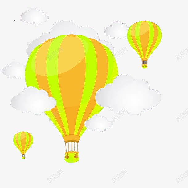 黄色热气球png免抠素材_新图网 https://ixintu.com 云 卡通 热气球