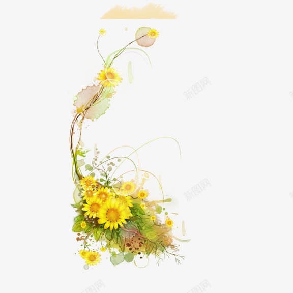 向日葵花丛psd免抠素材_新图网 https://ixintu.com 向日葵 花丛 花朵 黄色