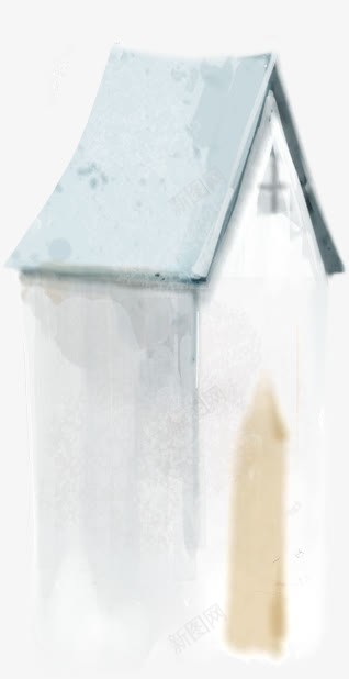 冬日水墨建筑手绘png免抠素材_新图网 https://ixintu.com 冬日 建筑 水墨