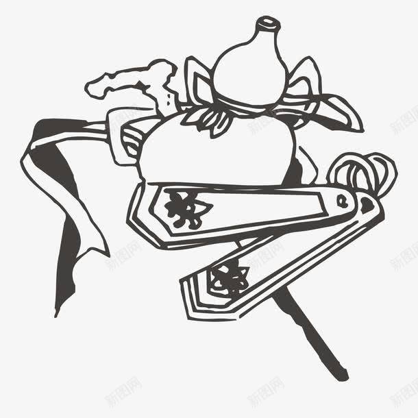葫芦和快板png免抠素材_新图网 https://ixintu.com 中国风 古典装饰图案 快板 葫芦