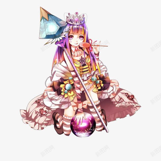 手绘魔法杖宝珠女孩png免抠素材_新图网 https://ixintu.com 女孩 宝珠 手绘 魔法