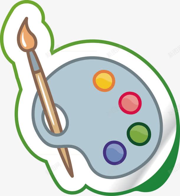调色盘水彩画笔元素png免抠素材_新图网 https://ixintu.com 修饰 水彩AI 画笔 调色盘