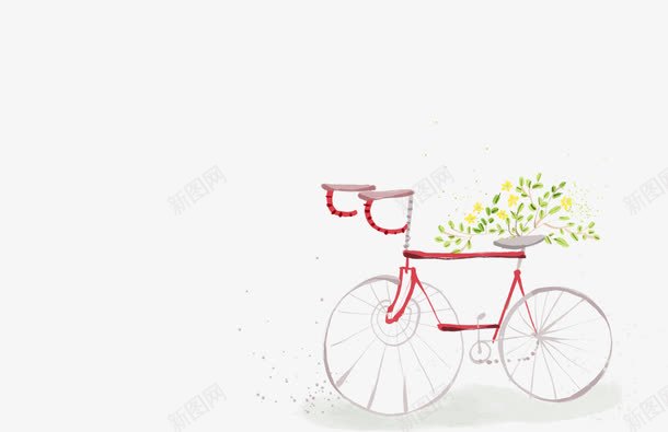 手绘水彩花卉自行车png免抠素材_新图网 https://ixintu.com 水彩 自行车 花卉