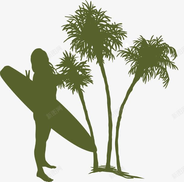 夏季女子冲浪板椰子树png免抠素材_新图网 https://ixintu.com 冲浪 夏季素材 女子 椰子树 椰子树矢量 矢量素材