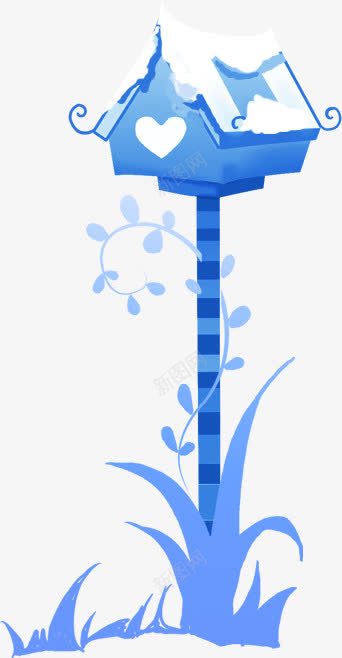 手绘蓝色爱心信箱png免抠素材_新图网 https://ixintu.com 信箱 爱心 蓝色