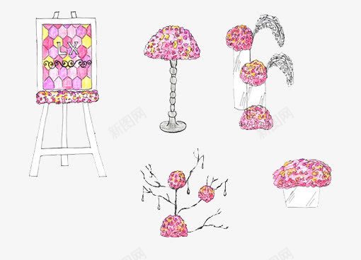 婚礼花篮集合png免抠素材_新图网 https://ixintu.com 创意 手绘 设计