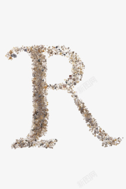 r形状的砂砾摆放的字母高清图片