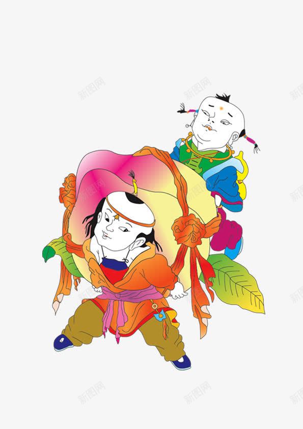 小孩抬桃png免抠素材_新图网 https://ixintu.com 孩子 寿桃 小孩 桃子