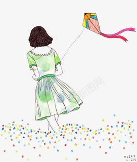 女孩放风筝画面图png免抠素材_新图网 https://ixintu.com 女孩 画面 风筝