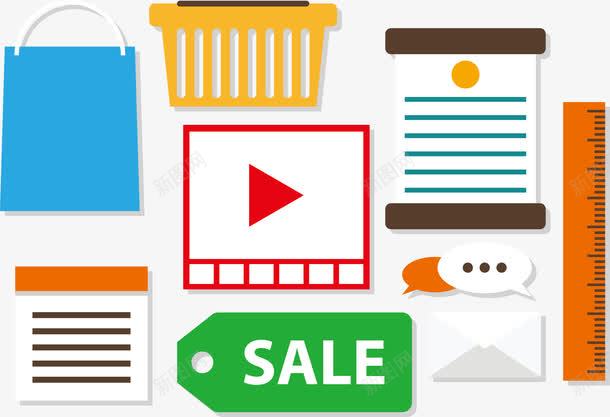 购物用品矢量图ai免抠素材_新图网 https://ixintu.com 尺子 文档 标签 购物袋 矢量图