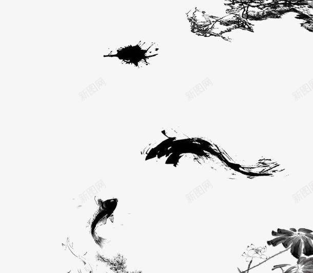 水墨鱼儿背景图png免抠素材_新图网 https://ixintu.com 中国风 水墨 背景图 鱼儿