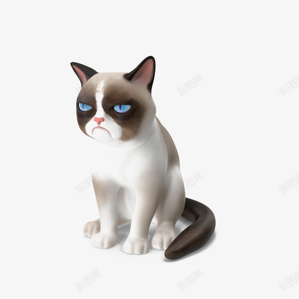 不爽表情猫png免抠素材_新图网 https://ixintu.com 不爽 便秘表情 猫 蓝眼睛 表情