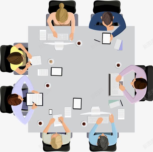 方桌会议png免抠素材_新图网 https://ixintu.com 办公室 商业 商务 装饰