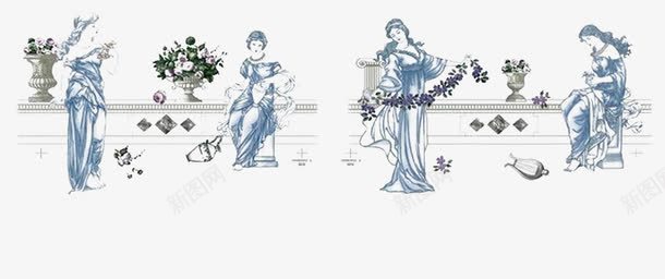 古代美女快乐聚会png免抠素材_新图网 https://ixintu.com 发髻 唱歌 跳舞 长裙飘飘