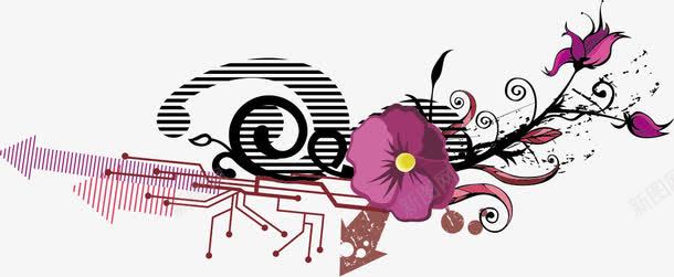 清新紫色片png免抠素材_新图网 https://ixintu.com 小清新 扭曲 箭头 紫色 花卉 蝴蝶
