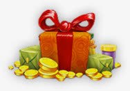 礼盒金币丝带电商png免抠素材_新图网 https://ixintu.com 带电 礼盒 金币