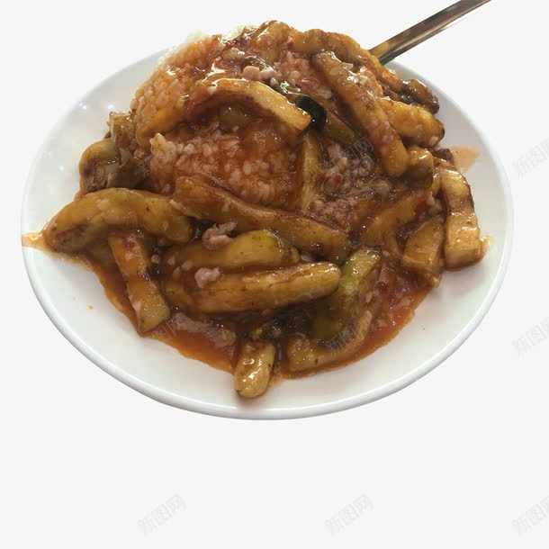 汤汁浓稠的鱼香茄子饭png免抠素材_新图网 https://ixintu.com 拌饭 浓汤 盖浇饭 红烧茄子 茄子 鱼香口味 鱼香茄子 鱼香茄子饭